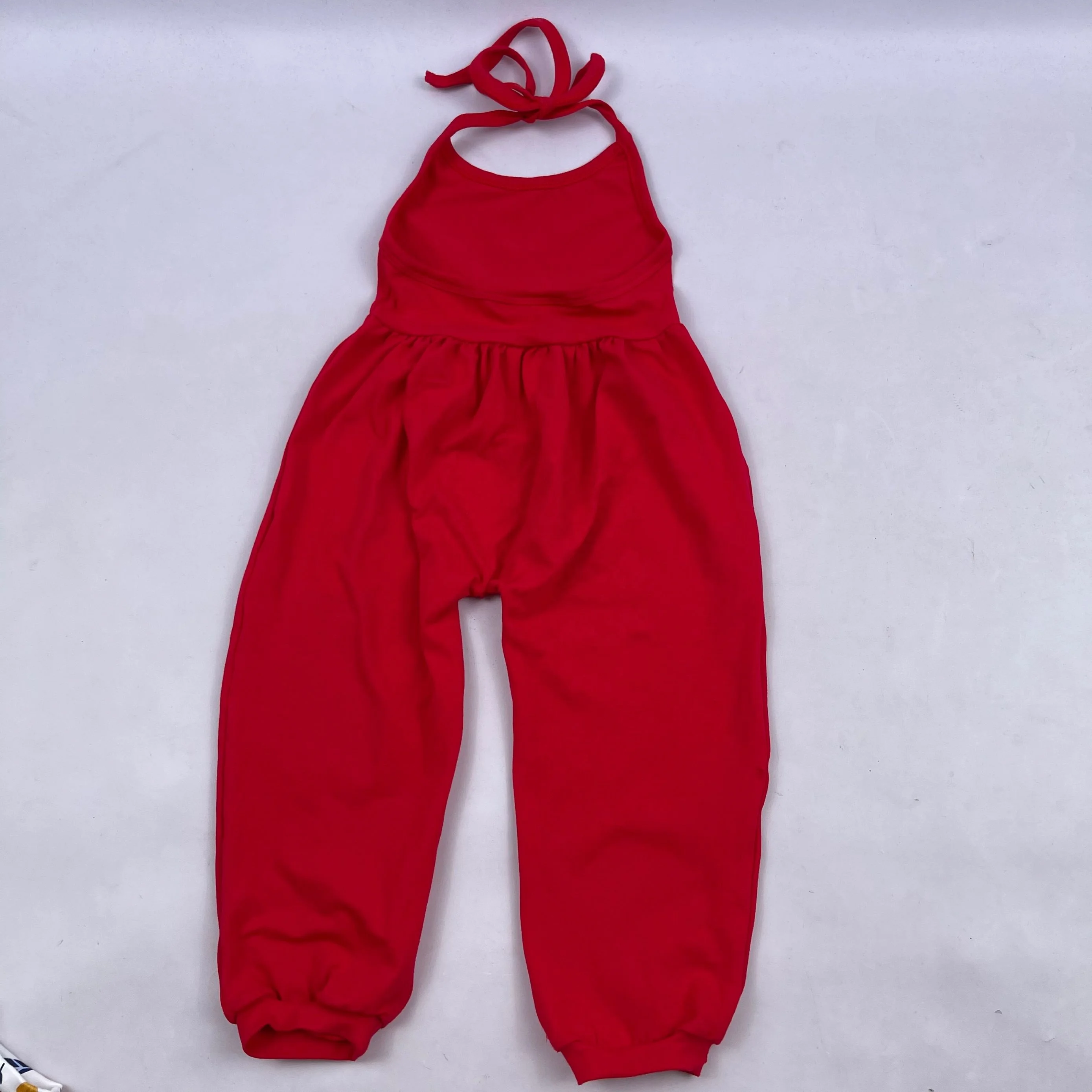 
Kids summer girls sleeveless tie back lace up fruit floral jumpsuit romper 