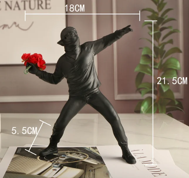 banksy statue throw flower banksy Boy Art Decor Ornament Fashion Creative Home Ornament banksy figure