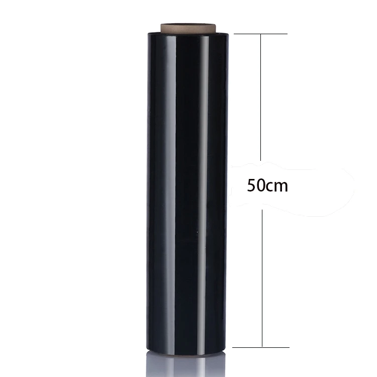 2024 Hot Black Colored LLDPE Polyethylene Stretch Film 20inch*80ga*1082ft(500mm*20mic*330m) For Pallet Wrapping Machine