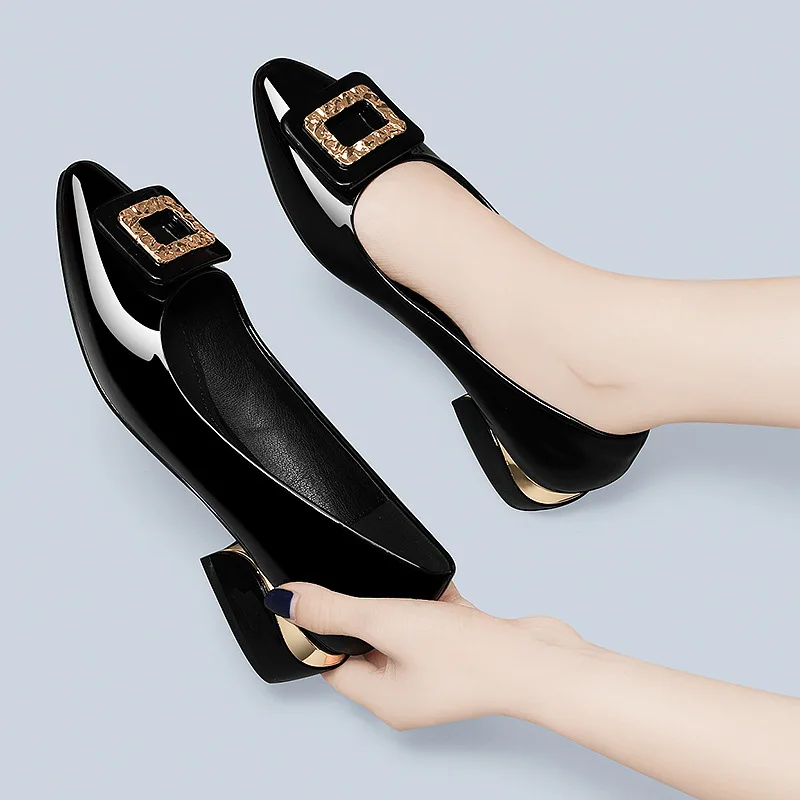 Xuanhui trends women shoes 2024 new design ladies pumps flat shoes square heel peep-toe pumps summer shoes for women