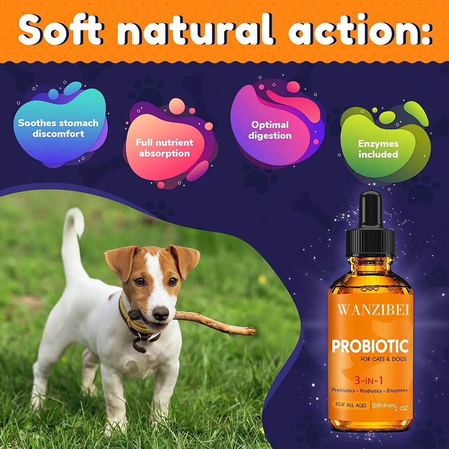 Probiotics for pet - Prebiotics + Digestive Enzyme pro - Diarrhea & Upset Stomach Relief + Gas, Constipation, and Allergy Relief