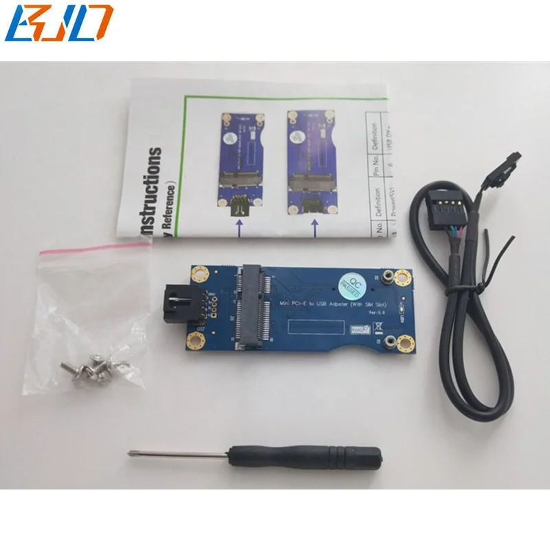 Mini PCI-E к USB 2 0 9PIN адаптер карты с слотом для SIM-карты 3G 4G LTE беспроводного модуля в