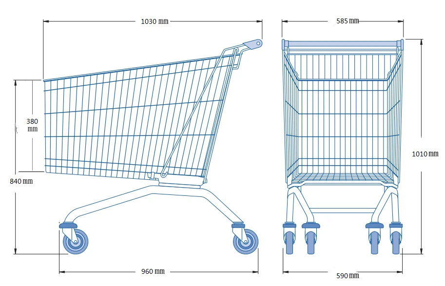 180L supermarket shopping cart trolley Euro type metal unfolding with baby seat