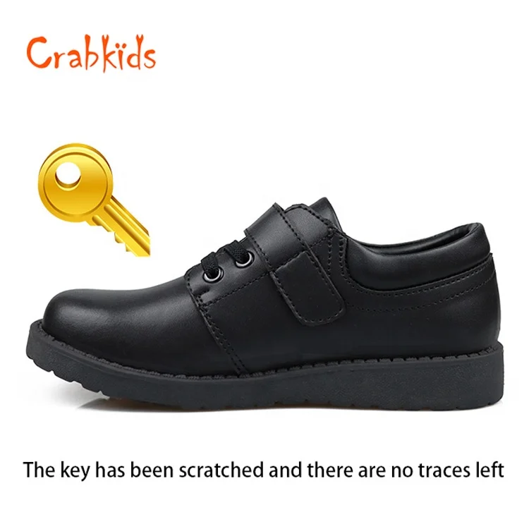 Crabkids Factory Black Leather Boys School Shoes Wholesale Price School Shoes for Boys