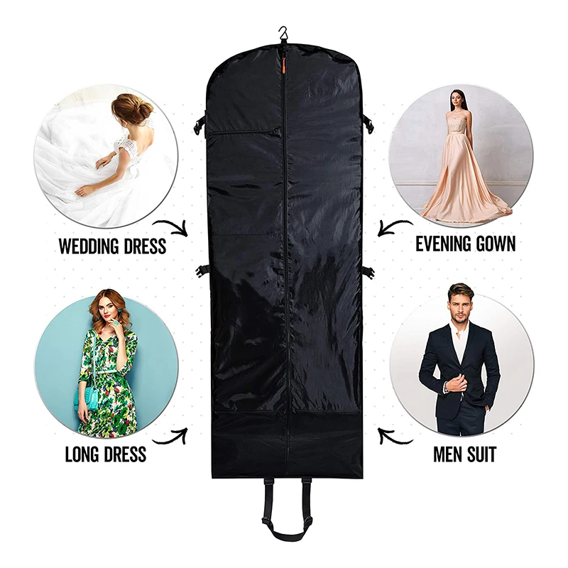 zipper hanging clothes bulk pockets cotton wedding dresses gown satin cover men black travel bag custom logo garment bags