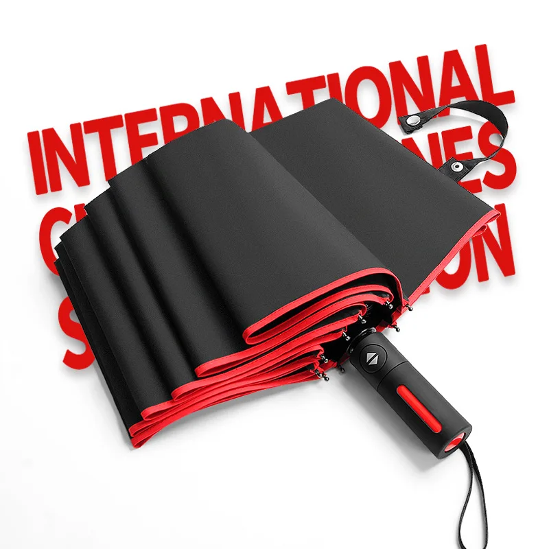 Custom Logo Men Fully Automatic Ten Bone Three Fold Sunshade Umbrella Business Umbrella