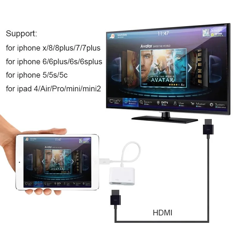 Lightning to HDMI Adapter TV 1080P HD Digital AV Adapter Converter for iPhone iPad TV HDMI Cable