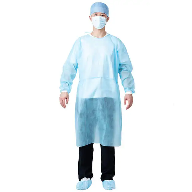 
Rhycom CE Pp Pe Disposable Isolation Gowns Waterproof Long Sleeve Non Woven Laminated Level 2 Isolation Gown Disposable 