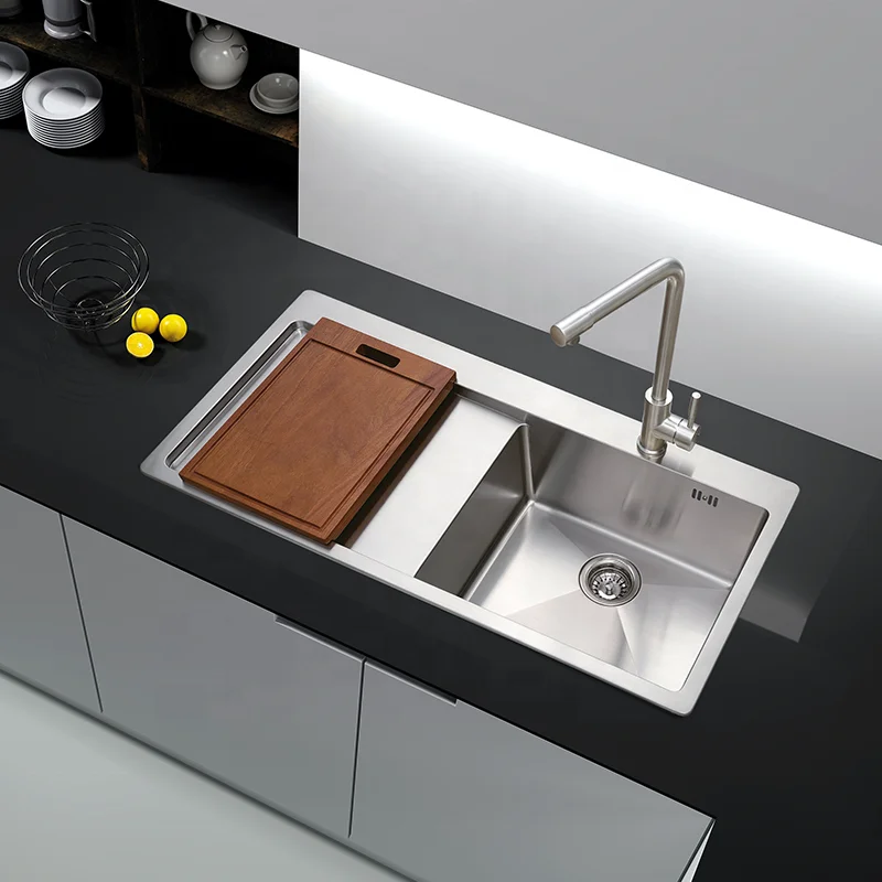 Wholesale new design kitchen work station sink home stainless steel deep single bowl farm kitchen sinks