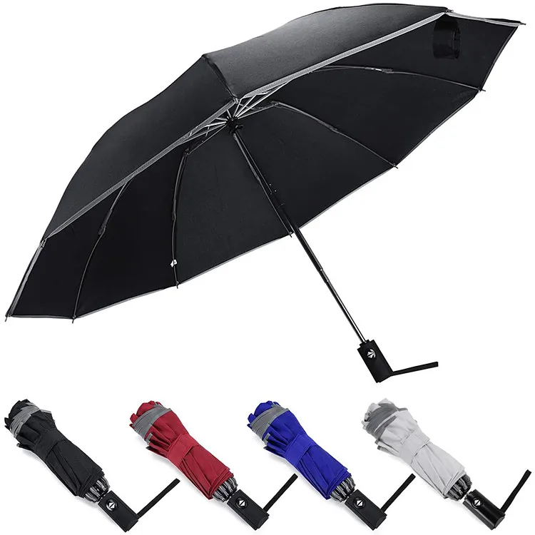 
Business gifts 3 fold Reverse Reflective Automatic Fold umbrella with Customer logo printing 