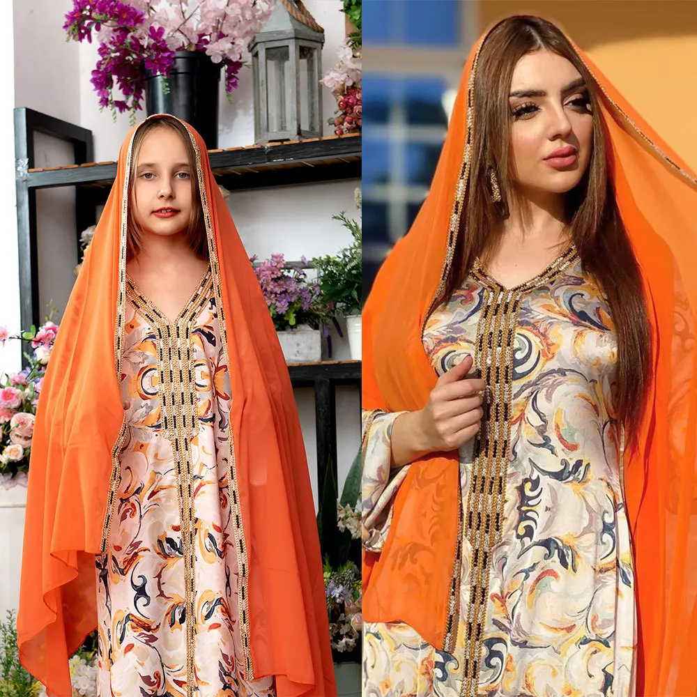 Повседневная мусульманская одежда jilbab длинное женское платье 2023 Дубай джалаби абайя мусульманское хиджаб мусульманские Детские платья для девочек