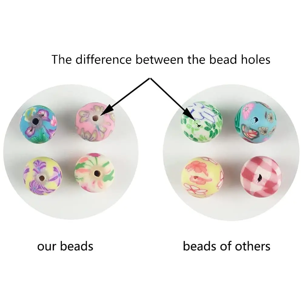 10mm Colorful Round Polymer Clay Beads Assorted Pattern Loose Beads Handmade Clay Beads For Bracelet Making Kit