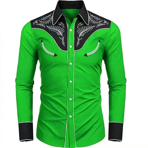 High quality trending western vintage collard latest casual shirts designs long sleeve men custom shirt