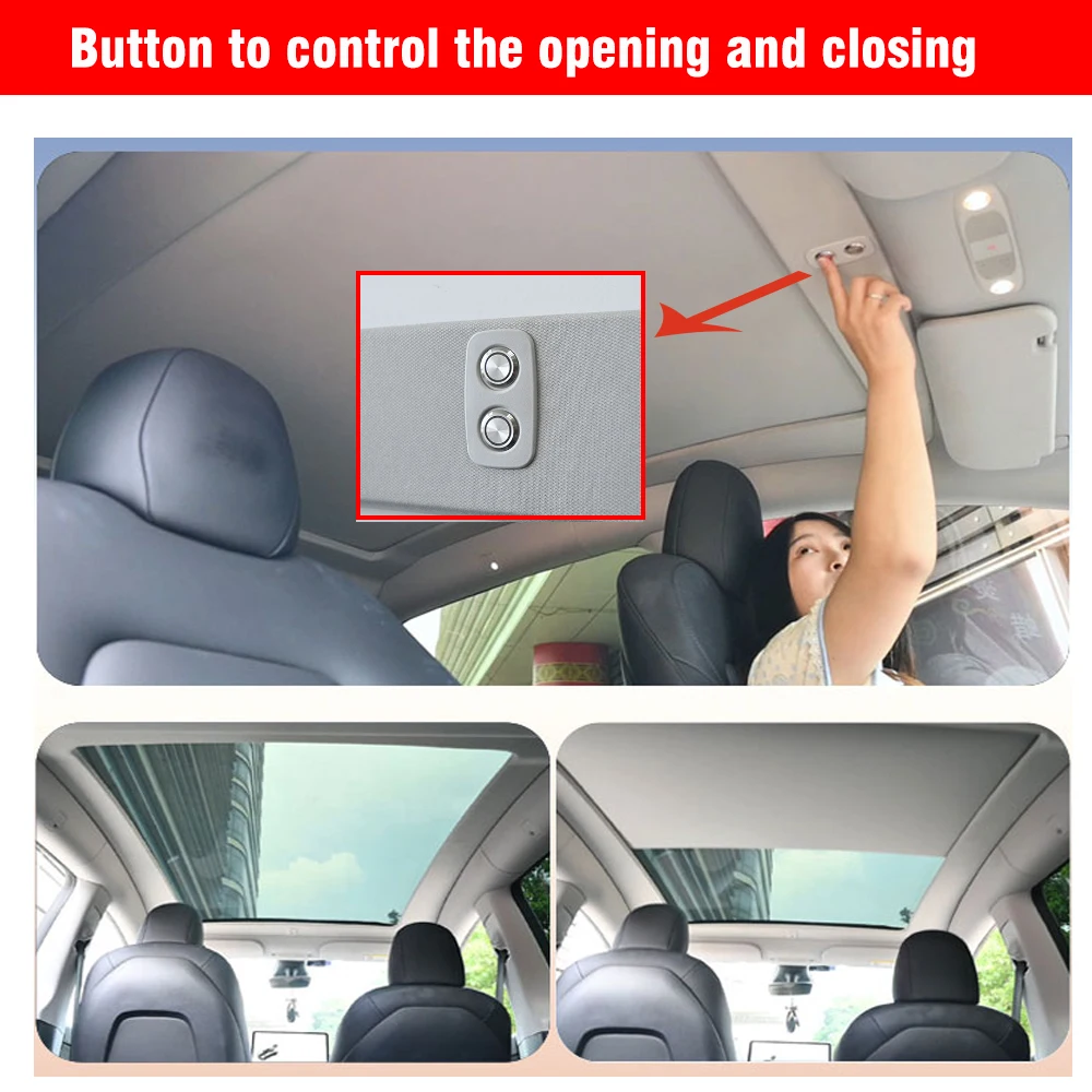 Electric Car Roof Window Sun shade UV Rays Protection Retractable Sunroof Roof Sunshade For Tesla Model Y