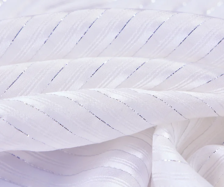 Ready Goods Gold Line Silver Line Good Quality Silk Metallic Lurex Crepe Chiffon Skin Care Natural Fabric for Women Clothes