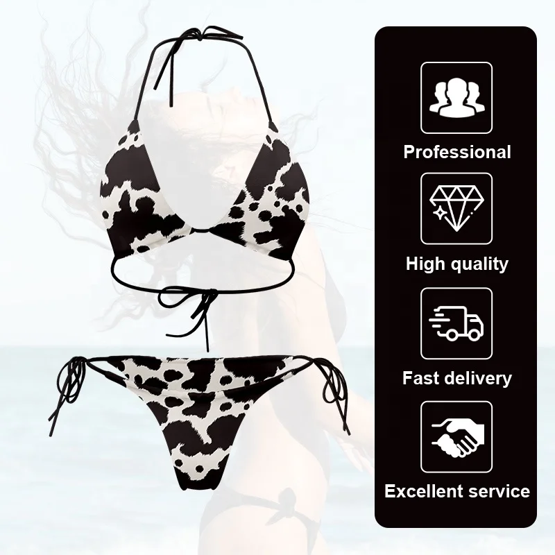 High Quality Customized New Two Piece Cow Printed Bikini Sexy Bikini Swimwear Wholesale Printed Ladies Bikini