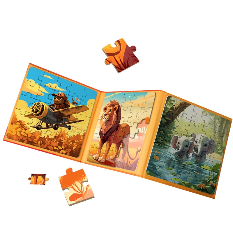Printed puzzle manufacturers customize magnetic puzzle books for children with high quality jigsaw puzzles