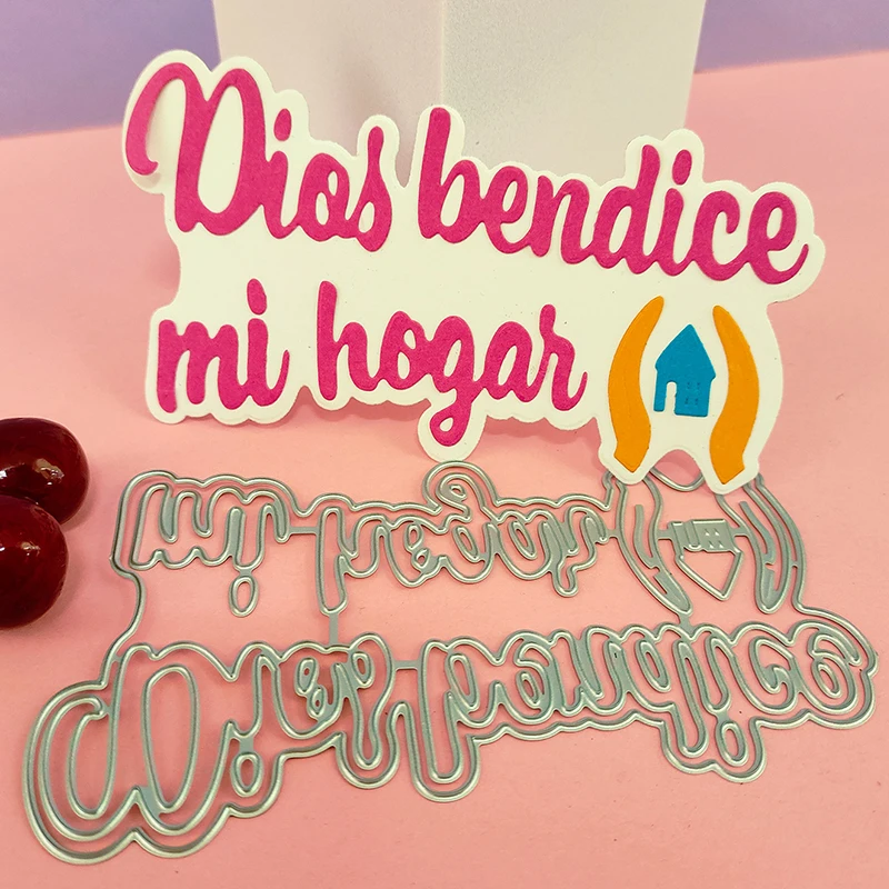 AAGU DIY Craft Metal Cutting Die Scrapbook Embossed Paper Card Album Craft Template Stencil Dies Spanish Phrase Scrap Craft Dies