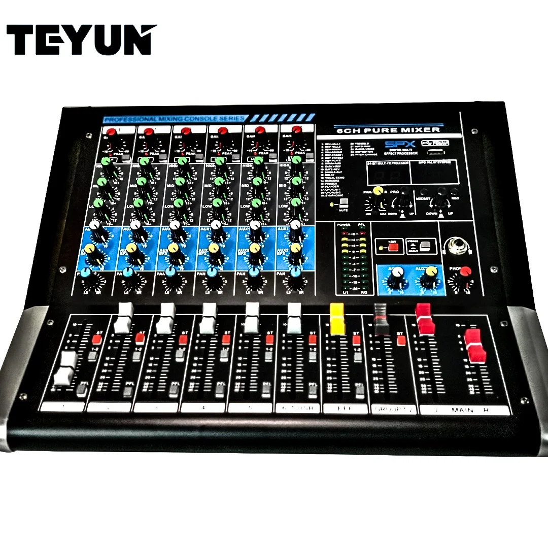 Factory Audio console mixer Teyun Professional 6-channel Digital sound mixing console E6 Mixer stage equipment