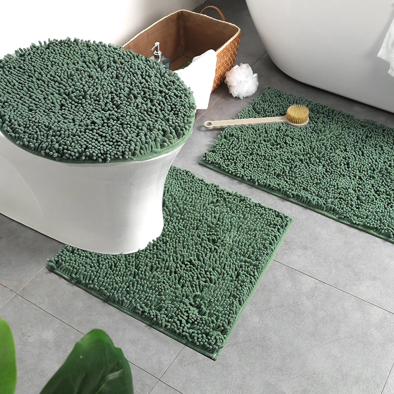 Click Extra Soft Bathroom Rug Mat Absorbent Shaggy Chenille Bath Rug Non Slip Plush Rugs For Bathroom