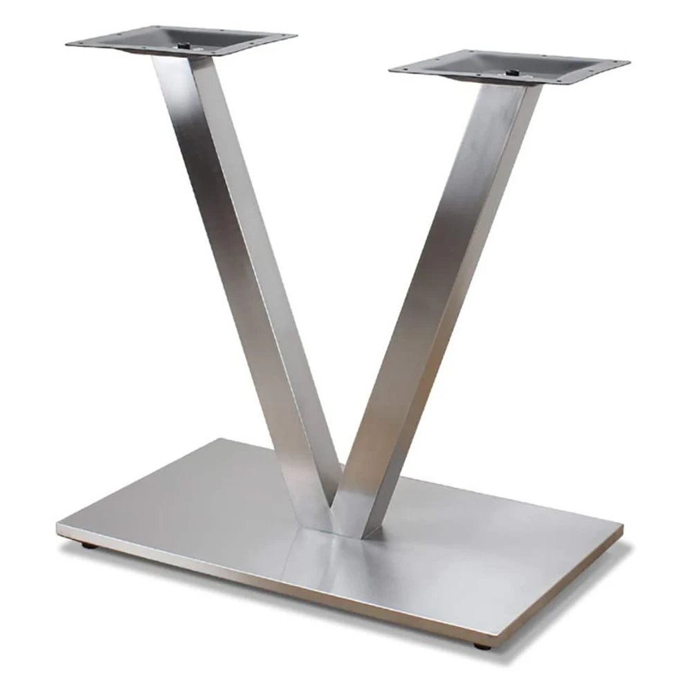 V Shape Stainless Steel Table Base Metal Brushed Coffee Dining Table Stand 16 inch Furniture Legs For Table Base Feet