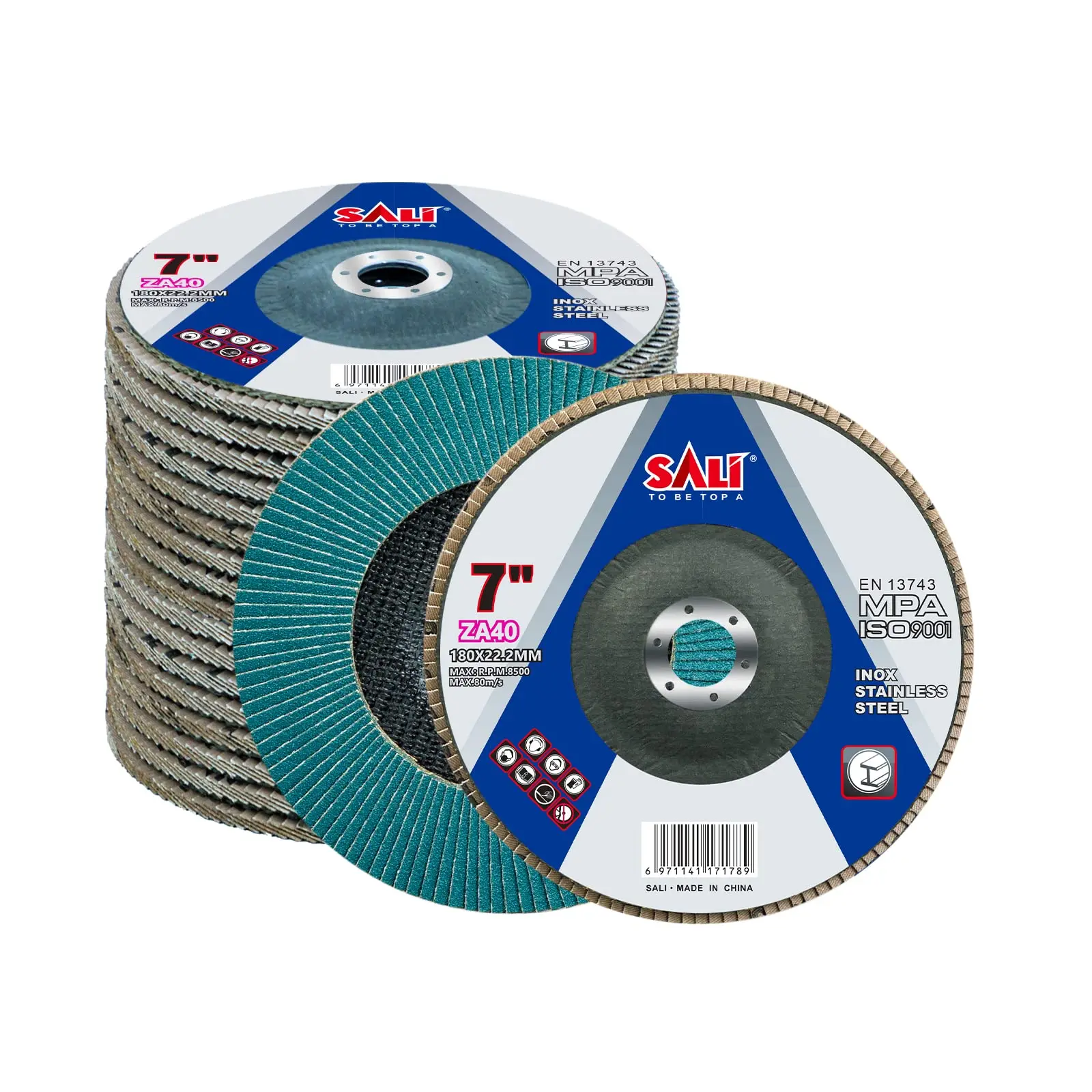 SALI grinding polishing wheel 180mm zirconia aluminum oxide abrasive flap disc for stainless steels