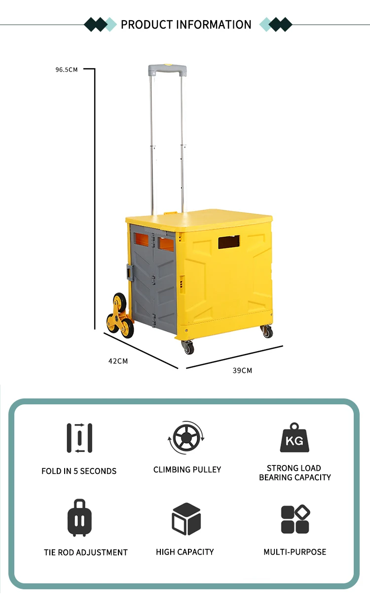 Factory price High Quality Vegetable Hand Shopping Trolley  folding trailer cart stair