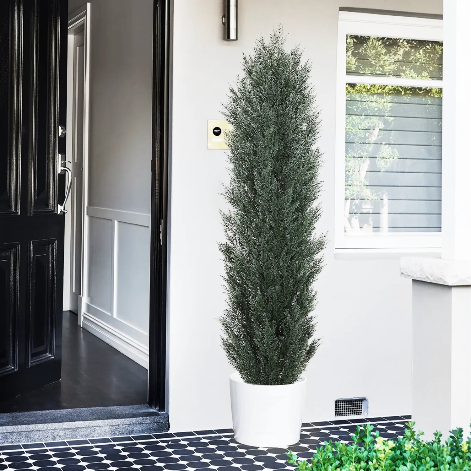 Artificial Cedar Cypress Tree Pine Plant Faux Boxwood Topiary Greenery Bonsai Plantas Artificiales for Outdoor Decor
