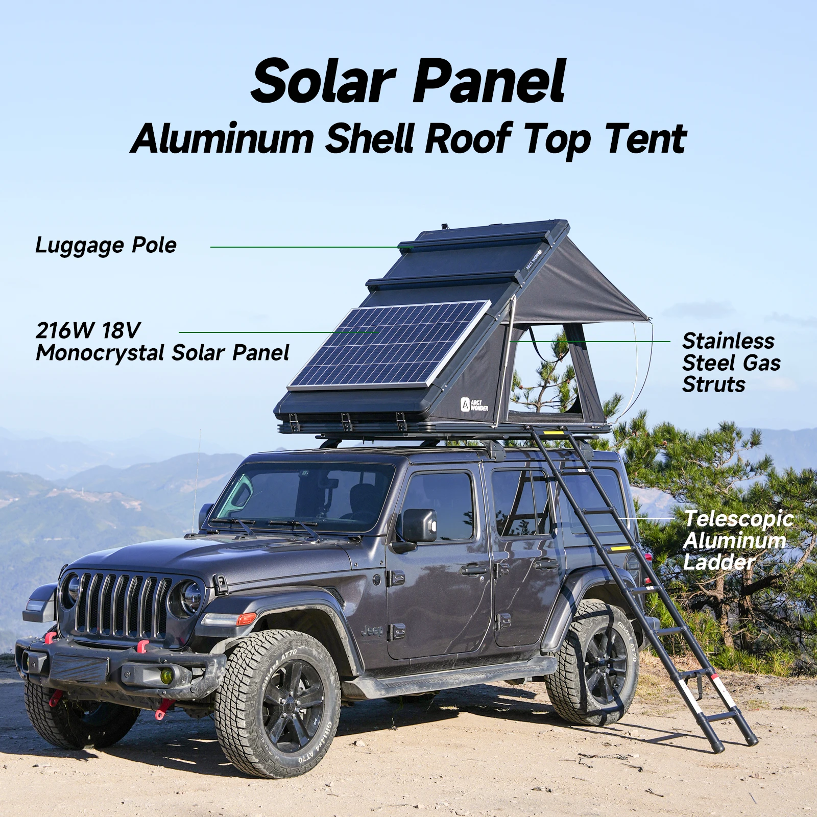 US drop shipping rooftop tent 4X4 Off road outdoor automatic camping car tent camping suv roof top tent hard shell