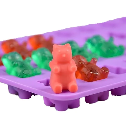 2024 Mini bear Shape 50 Cavity Silicone Mold for pet Chocolate Jello Gummy Candy Custom cartoon bear silicone baking mold