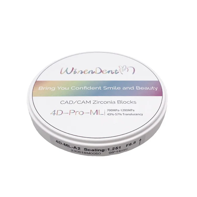 CAD CAM Milling Dental Laboratory High Translucency 4D Pro ml 25mm Zirconia Block