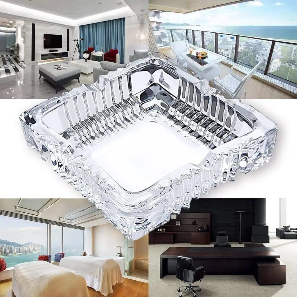 Spot free sample square personality design crystal clear glass ashtray