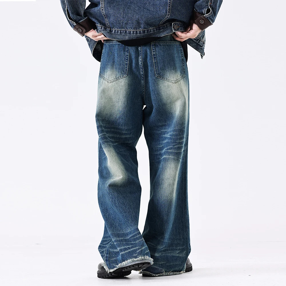 Custom streetwear acid washed denim Y2K vintage mens jeans loose fit  jeans oversized Jeans Pants
