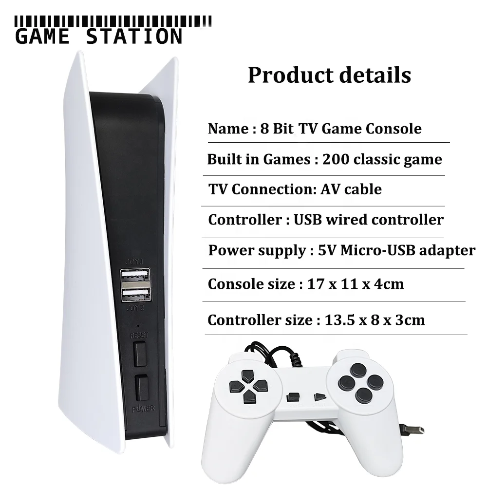 8 Bit TV Handheld Game Player Built in 200 Games Video Game Console Retro Console Support Two Players AV Output