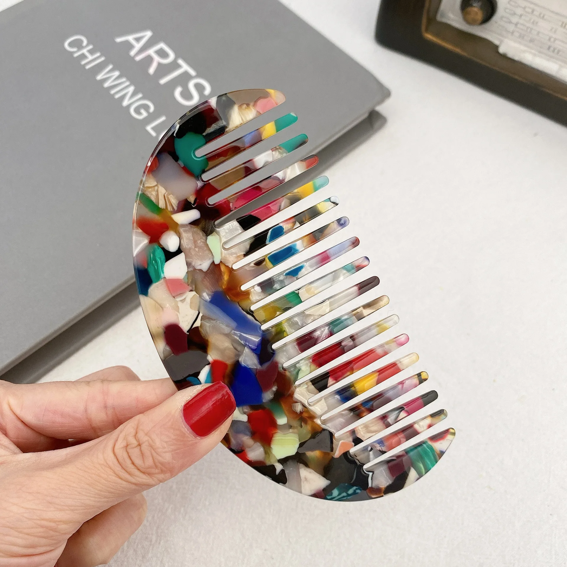 New Korea Anti-static Cute Girl Portable Wide Tooth Hair Styling Acetic Comb Tortoise Shell Hair Combs