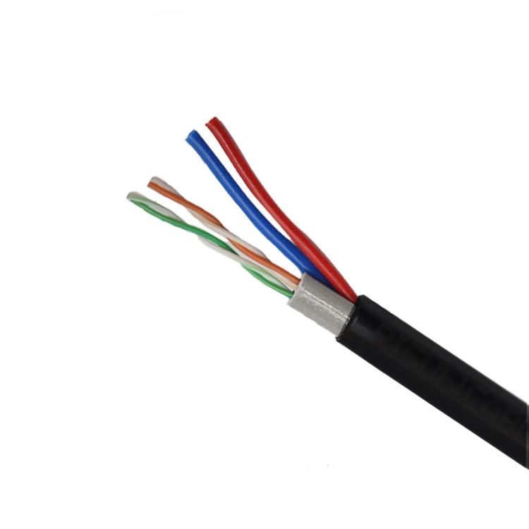 2P Twisted Network Wire utp CAT5E+2C Siamese Lan with Power CCTV Cable for IP Camera