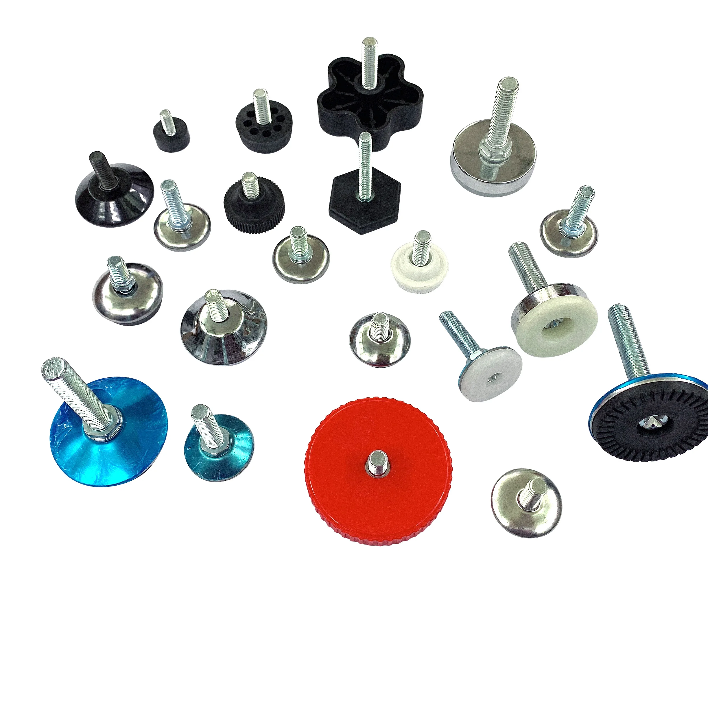 Adjustable Table Leg Screw Leg Leveler 3/4 with M6 Thread Anti Slip Head Non Slip Mat Round Shape M10 Size Contemporary