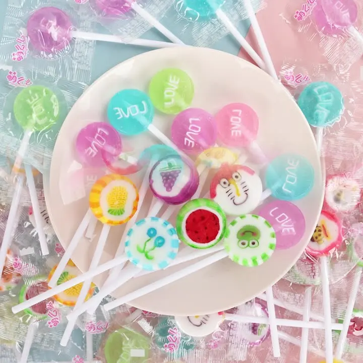 Casual Snacks Delicious and Interesting Fruit Multicolored Round Lollipop Hard Candy