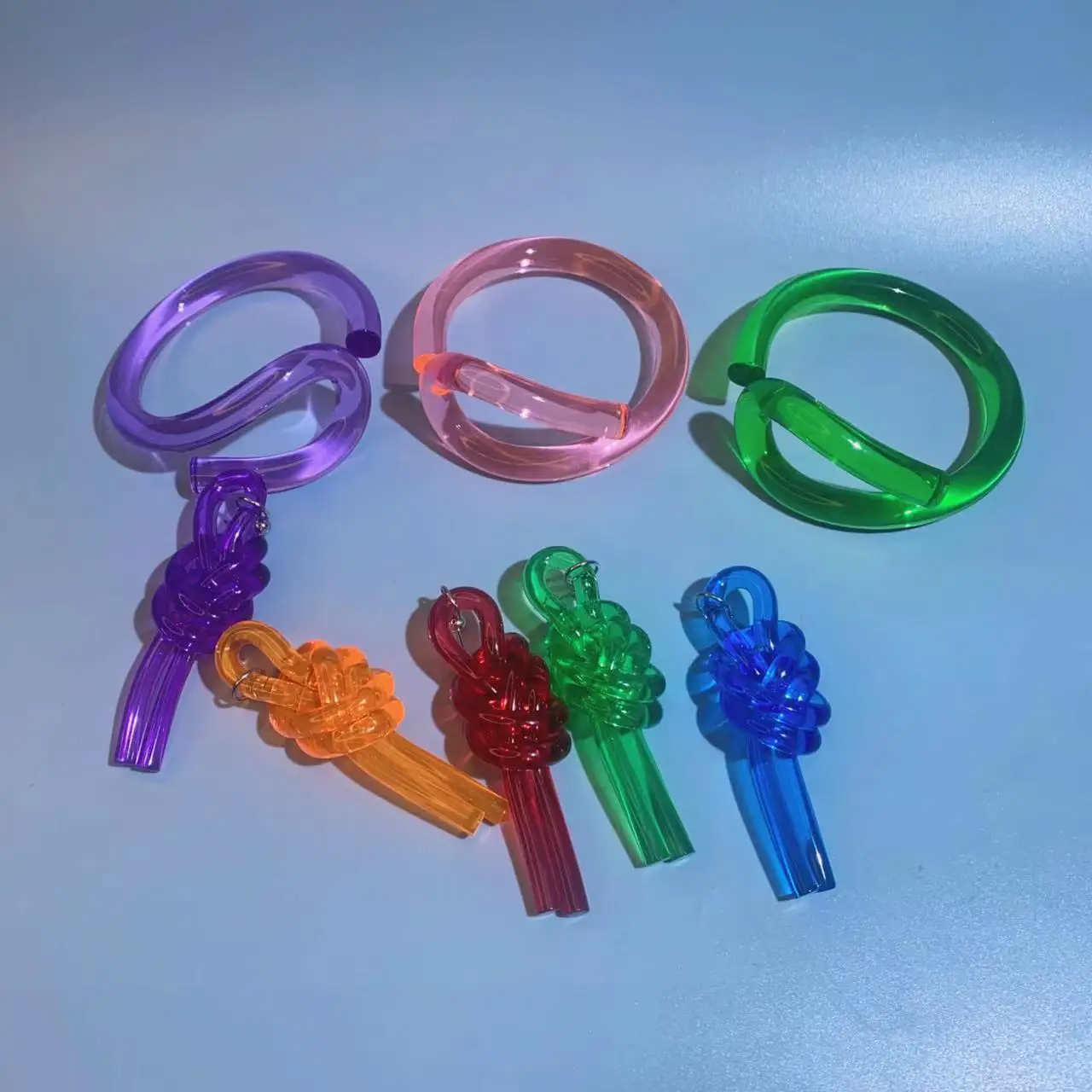 Peichi transparent acrylic resin twisted bangle&bracelet statement party jewelry fluorescence wrap  arm bangles