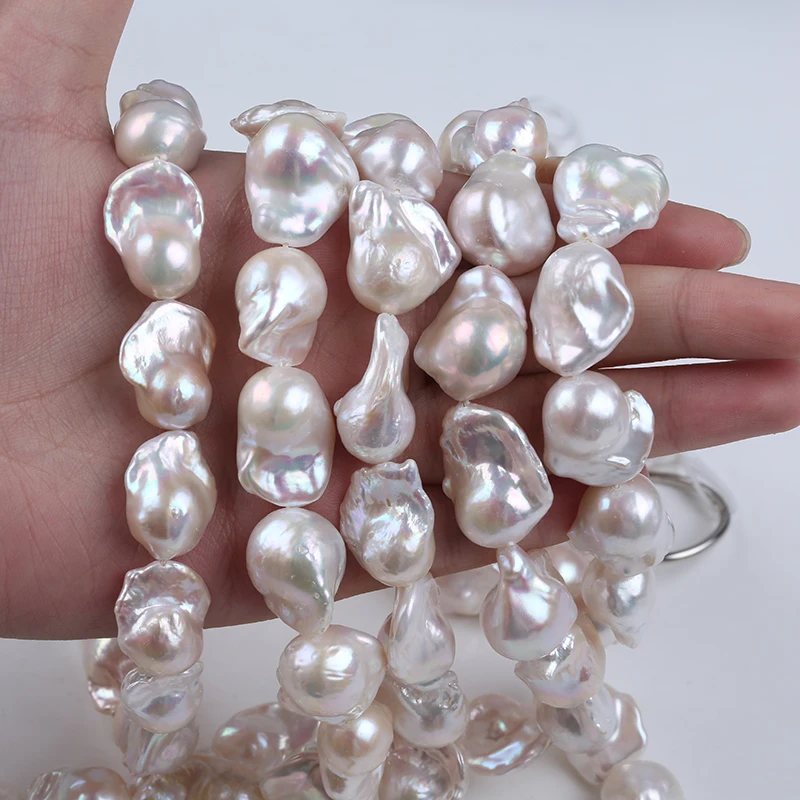 ZHUHJI Wholesale 16-19mm White  Baroque Natural Freshwater Cultured Loose Pearl