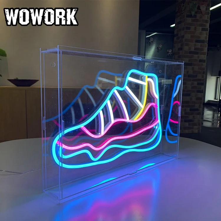2024 WOWORK best selling Las Vegas DIY festival led RGB sneaker flex neon rope light box with acrylic backing