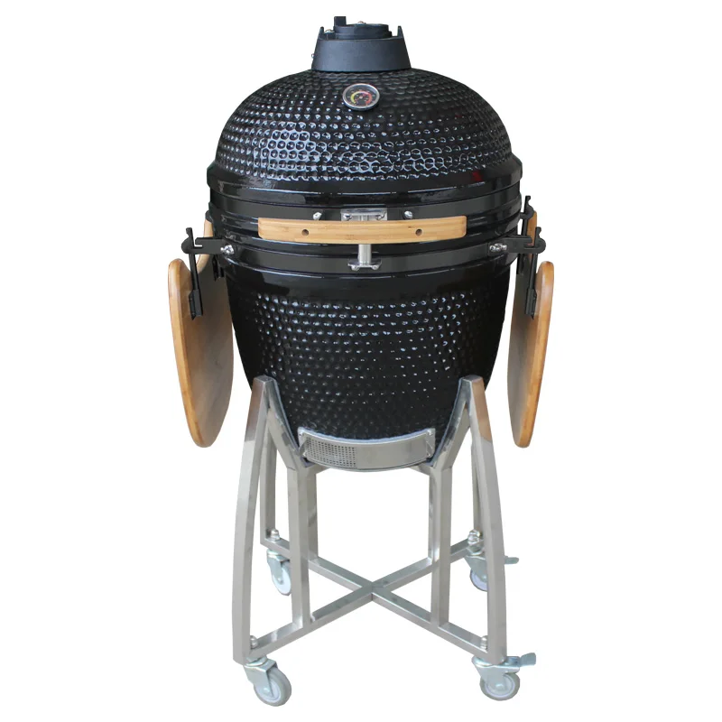 Removable Barbecue Outdoor Charcoal Barbecue Black Ceramic BBQ Kamado Grill
