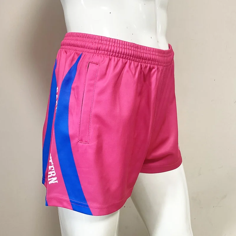 Oem Service Custom Wholesale High Quality Unisex Leisure Training Polyester Full Sublimation Pink Footy Shorts