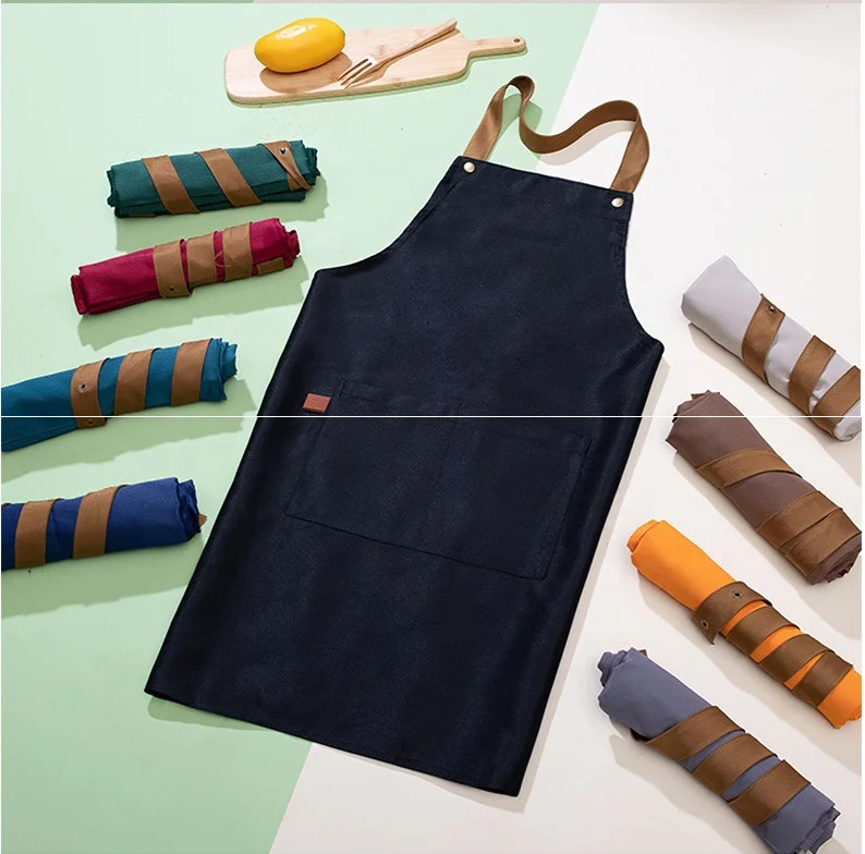 Lakuna Manufacturer Waterproof Oil Resistant Customized Apron for Household Kitchen Hanging Neck Sleeveless Apron