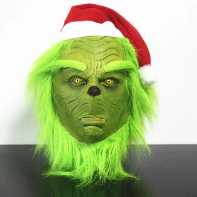 Funny Geek Stole Christmas Cosplay Party Mask Santa XMAS Full Head Latex Mask Further Adult Costume Mask Props