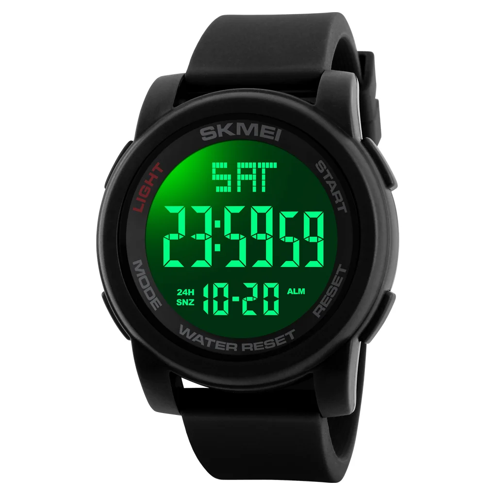 Top Selling Skmei 1257 Sports Digital Wristwatches Men Luxury Quartz Movement Countdown Alarm Date LED Light WR 50M Resin Band