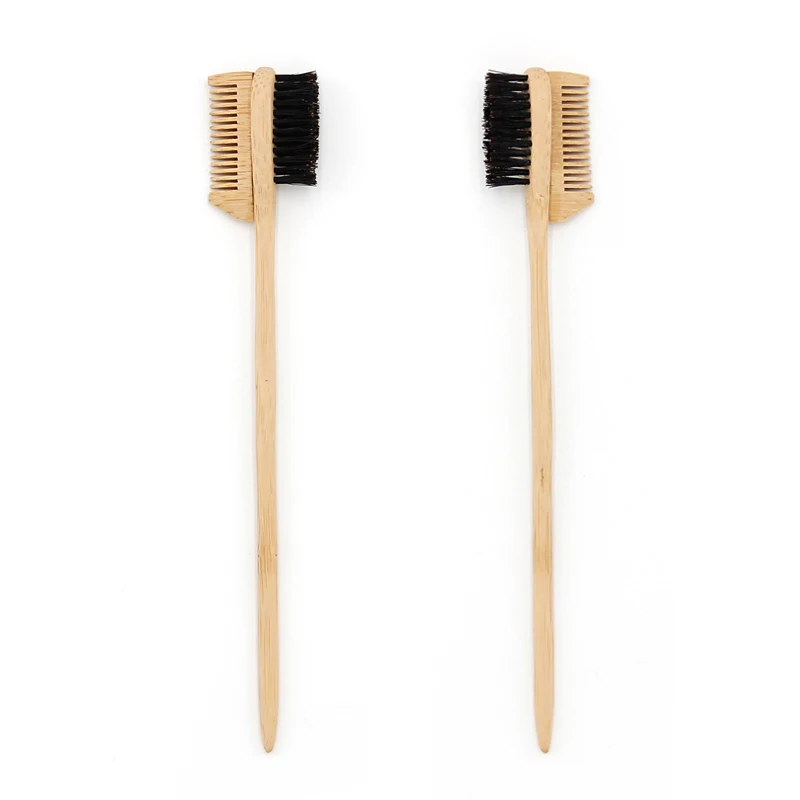 Luxury Edge Brush with Rat Tail for Hair Parting of Private Label Bamboo Boar Bristle Edge Hair Control Brush