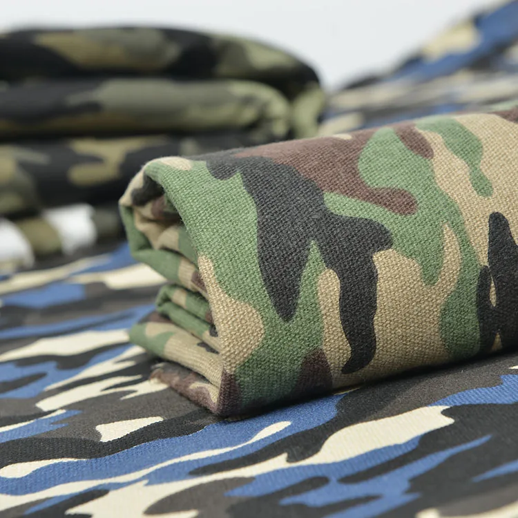 OEM 12 OZ  Fabric Cotton canvas Camo Printed school bag camo travel backpack fabric Camouflage canvas