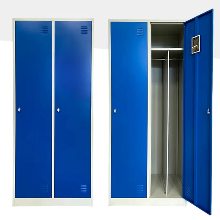 Metal 2 Door Locker with Middle Wall Shelf For Two Person Clothes Storage Wardrobe Double Clean and Dirty Locker