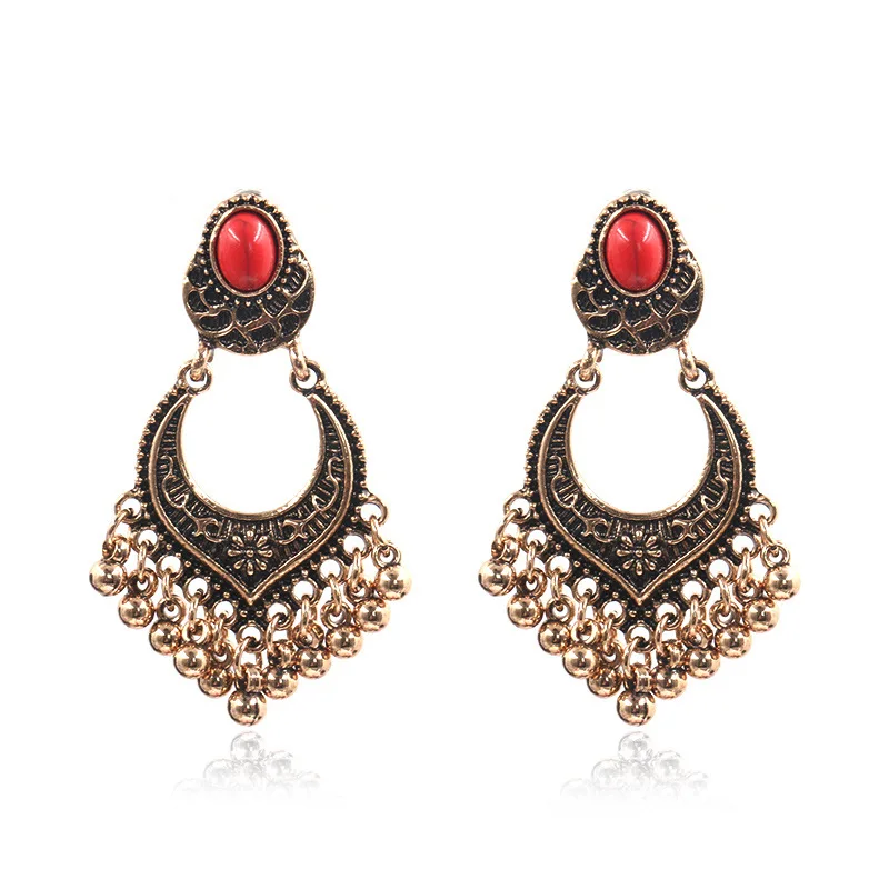 Popular creative fashion geometric small bells tassel earrings women